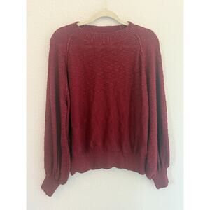 Wishlist Burgundy Chunky Knit Long Sleeve Textured Knit Sweater Casual Career M
